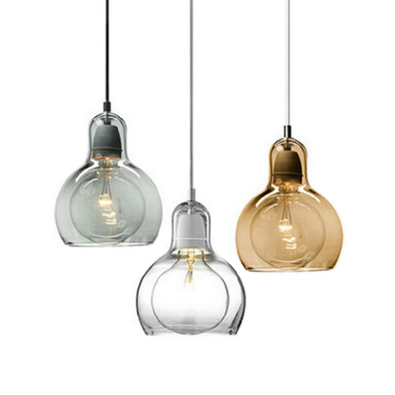 1 Light Pendant Lighting Fixtures Contemporary Gourd Glass Hanging Lights for Lounge Clearhalo 'Ceiling Lights' 'Chandeliers' 'Glass shade' 'Glass' 'Modern Pendants' 'Modern' 'Pendant Lights' 'Pendants' Lighting' 2552995