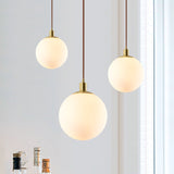 Gold 1 Light Pendant Lighting Fixtures Contemporary Glass Spherical Hanging Lights for Bedroom Clearhalo 'Ceiling Lights' 'Glass shade' 'Glass' 'Modern Pendants' 'Modern' 'Pendant Lights' 'Pendants' Lighting' 2553007