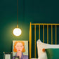 Gold 1 Light Pendant Lighting Fixtures Contemporary Glass Spherical Hanging Lights for Bedroom Clearhalo 'Ceiling Lights' 'Glass shade' 'Glass' 'Modern Pendants' 'Modern' 'Pendant Lights' 'Pendants' Lighting' 2553014