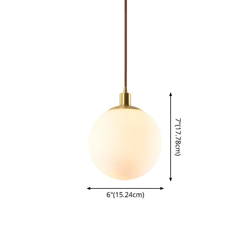 Gold 1 Light Pendant Lighting Fixtures Contemporary Glass Spherical Hanging Lights for Bedroom Clearhalo 'Ceiling Lights' 'Glass shade' 'Glass' 'Modern Pendants' 'Modern' 'Pendant Lights' 'Pendants' Lighting' 2553019