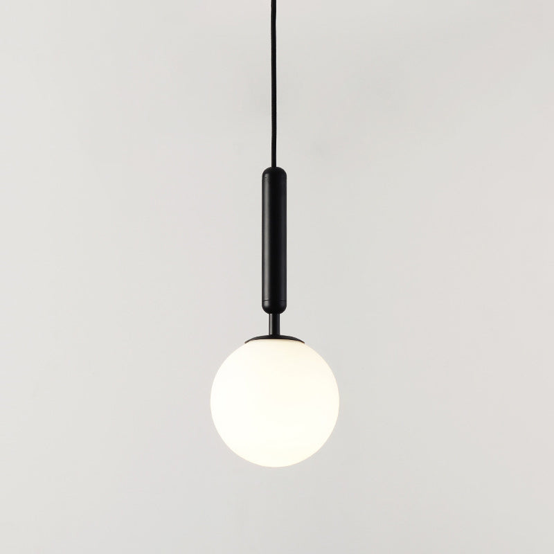 1 Light Pendant Lighting Fixtures Contemporary Spherical Glass Hanging Lights for Lounge Black Milk White Clearhalo 'Ceiling Lights' 'Glass shade' 'Glass' 'Modern Pendants' 'Modern' 'Pendant Lights' 'Pendants' Lighting' 2553021
