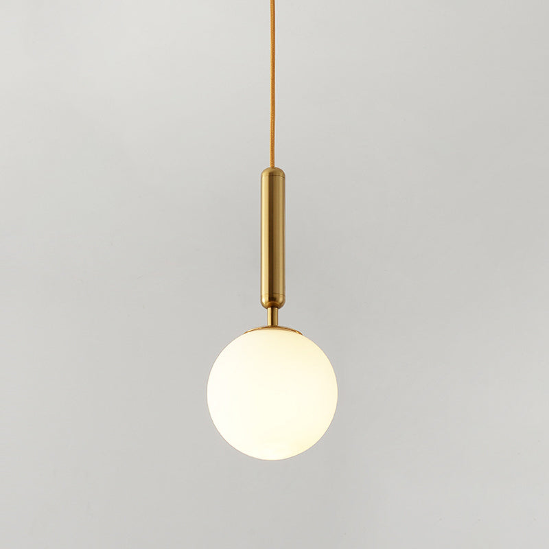 1 Light Pendant Lighting Fixtures Contemporary Spherical Glass Hanging Lights for Lounge Gold Milk White Clearhalo 'Ceiling Lights' 'Glass shade' 'Glass' 'Modern Pendants' 'Modern' 'Pendant Lights' 'Pendants' Lighting' 2553022