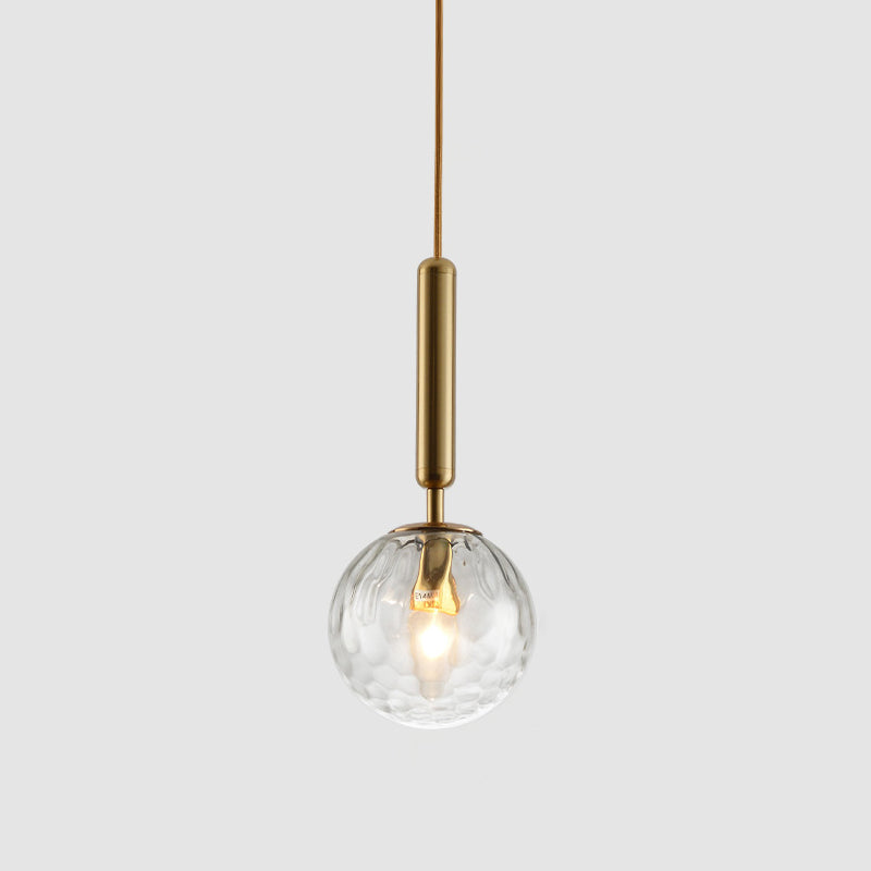 1 Light Pendant Lighting Fixtures Contemporary Spherical Glass Hanging Lights for Lounge Gold Clear Clearhalo 'Ceiling Lights' 'Glass shade' 'Glass' 'Modern Pendants' 'Modern' 'Pendant Lights' 'Pendants' Lighting' 2553026