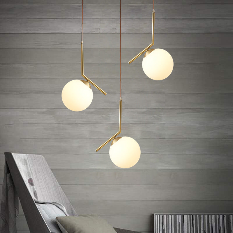 1 Light Pendant Lighting Fixtures Mid Century Modern Spherical Glass Hanging Lights for Bedroom Clearhalo 'Ceiling Lights' 'Glass shade' 'Glass' 'Modern Pendants' 'Modern' 'Pendant Lights' 'Pendants' Lighting' 2553059