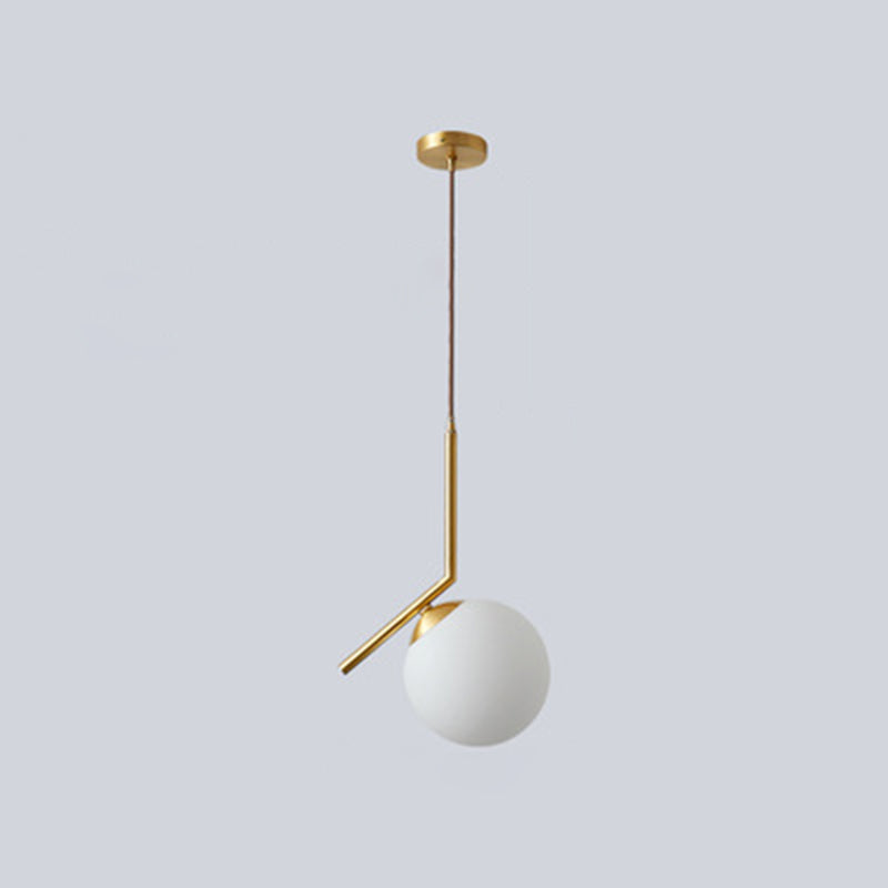 1 Light Pendant Lighting Fixtures Mid Century Modern Spherical Glass Hanging Lights for Bedroom Brass Clearhalo 'Ceiling Lights' 'Glass shade' 'Glass' 'Modern Pendants' 'Modern' 'Pendant Lights' 'Pendants' Lighting' 2553063
