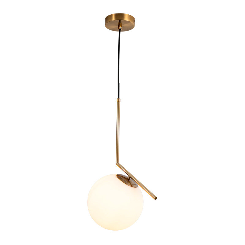 1 Light Pendant Lighting Fixtures Mid Century Modern Spherical Glass Hanging Lights for Bedroom Clearhalo 'Ceiling Lights' 'Glass shade' 'Glass' 'Modern Pendants' 'Modern' 'Pendant Lights' 'Pendants' Lighting' 2553066