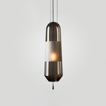 1 Light Pendant Lighting Fixtures Modern Cylindrical Glass Hanging Lights for Bedroom Smoke Gray Clearhalo 'Ceiling Lights' 'Glass shade' 'Glass' 'Modern Pendants' 'Modern' 'Pendant Lights' 'Pendants' Lighting' 2553071