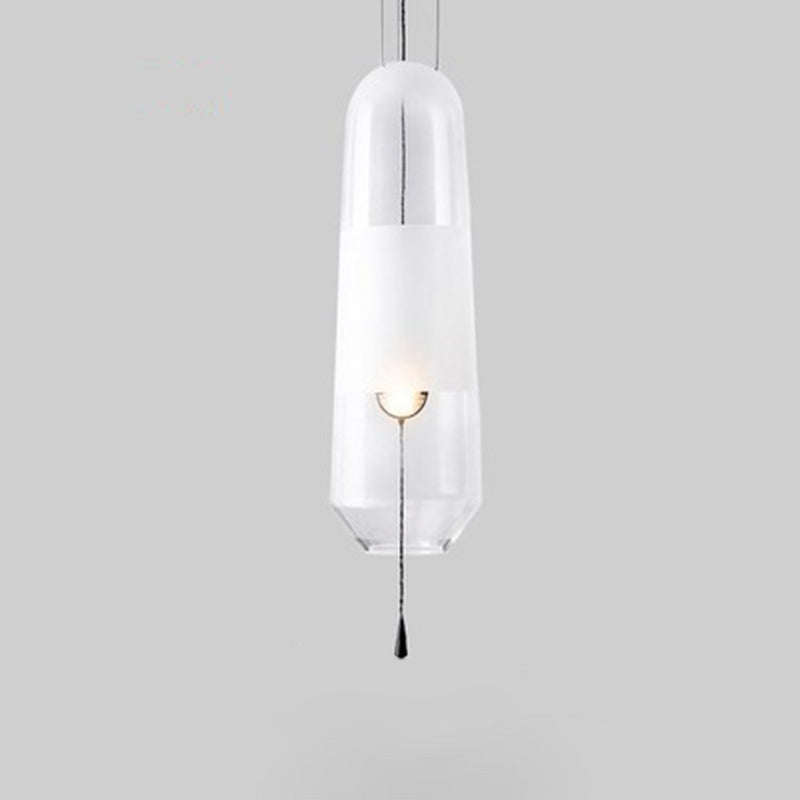 1 Light Pendant Lighting Fixtures Modern Cylindrical Glass Hanging Lights for Bedroom Clear Clearhalo 'Ceiling Lights' 'Glass shade' 'Glass' 'Modern Pendants' 'Modern' 'Pendant Lights' 'Pendants' Lighting' 2553072