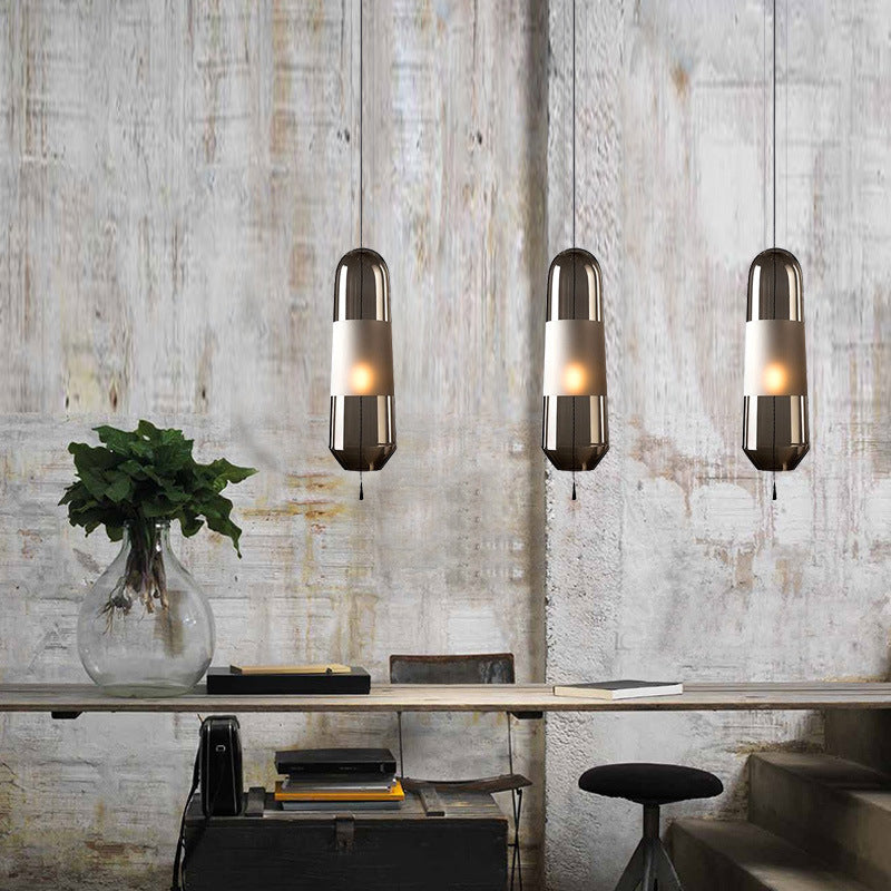 1 Light Pendant Lighting Fixtures Modern Cylindrical Glass Hanging Lights for Bedroom Clearhalo 'Ceiling Lights' 'Glass shade' 'Glass' 'Modern Pendants' 'Modern' 'Pendant Lights' 'Pendants' Lighting' 2553075