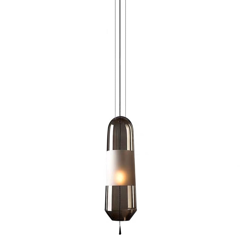 1 Light Pendant Lighting Fixtures Modern Cylindrical Glass Hanging Lights for Bedroom Clearhalo 'Ceiling Lights' 'Glass shade' 'Glass' 'Modern Pendants' 'Modern' 'Pendant Lights' 'Pendants' Lighting' 2553077