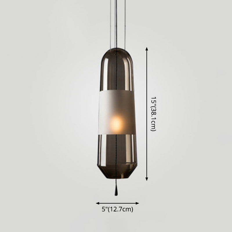 1 Light Pendant Lighting Fixtures Modern Cylindrical Glass Hanging Lights for Bedroom Clearhalo 'Ceiling Lights' 'Glass shade' 'Glass' 'Modern Pendants' 'Modern' 'Pendant Lights' 'Pendants' Lighting' 2553078