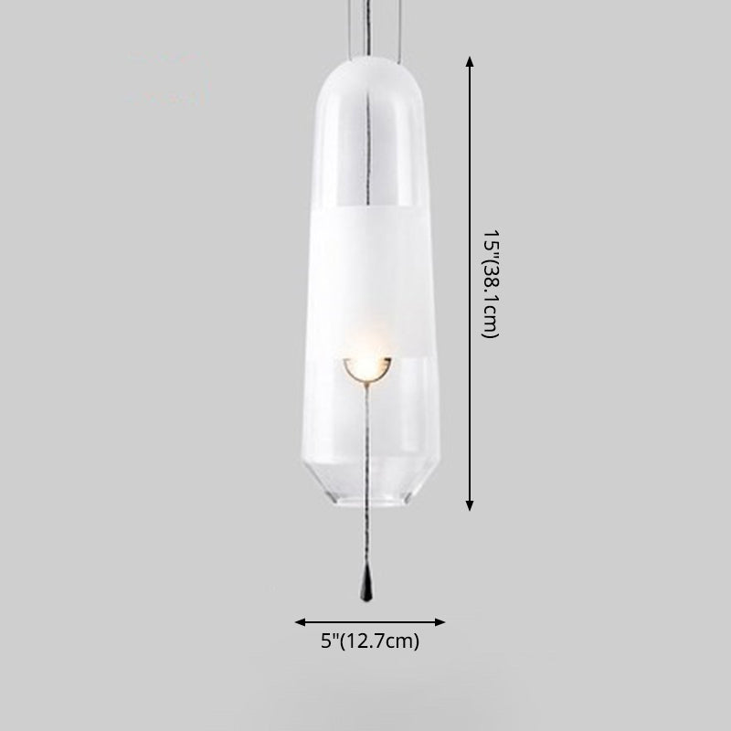 1 Light Pendant Lighting Fixtures Modern Cylindrical Glass Hanging Lights for Bedroom Clearhalo 'Ceiling Lights' 'Glass shade' 'Glass' 'Modern Pendants' 'Modern' 'Pendant Lights' 'Pendants' Lighting' 2553079