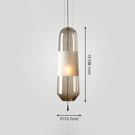 1 Light Pendant Lighting Fixtures Modern Cylindrical Glass Hanging Lights for Bedroom Clearhalo 'Ceiling Lights' 'Glass shade' 'Glass' 'Modern Pendants' 'Modern' 'Pendant Lights' 'Pendants' Lighting' 2553080