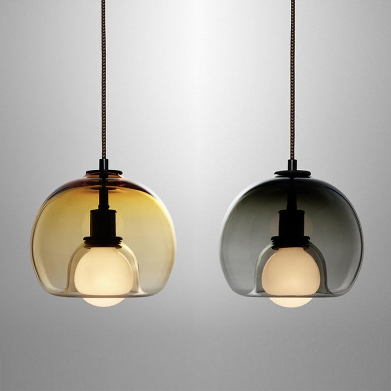 Globe Pendant Light Contemporary Minimalist 1 Light Glass Indoor Hanging Lamp Clearhalo 'Ceiling Lights' 'Glass shade' 'Glass' 'Pendant Lights' 'Pendants' Lighting' 2553081