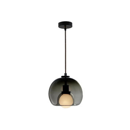 Globe Pendant Light Contemporary Minimalist 1 Light Glass Indoor Hanging Lamp Smoke Gray Clearhalo 'Ceiling Lights' 'Glass shade' 'Glass' 'Pendant Lights' 'Pendants' Lighting' 2553083