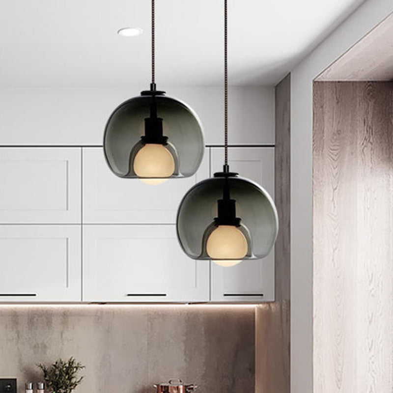 Globe Pendant Light Contemporary Minimalist 1 Light Glass Indoor Hanging Lamp Clearhalo 'Ceiling Lights' 'Glass shade' 'Glass' 'Pendant Lights' 'Pendants' Lighting' 2553084