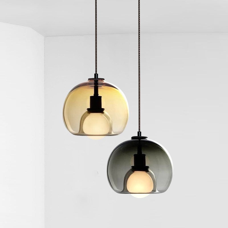 Globe Pendant Light Contemporary Minimalist 1 Light Glass Indoor Hanging Lamp Clearhalo 'Ceiling Lights' 'Glass shade' 'Glass' 'Pendant Lights' 'Pendants' Lighting' 2553085