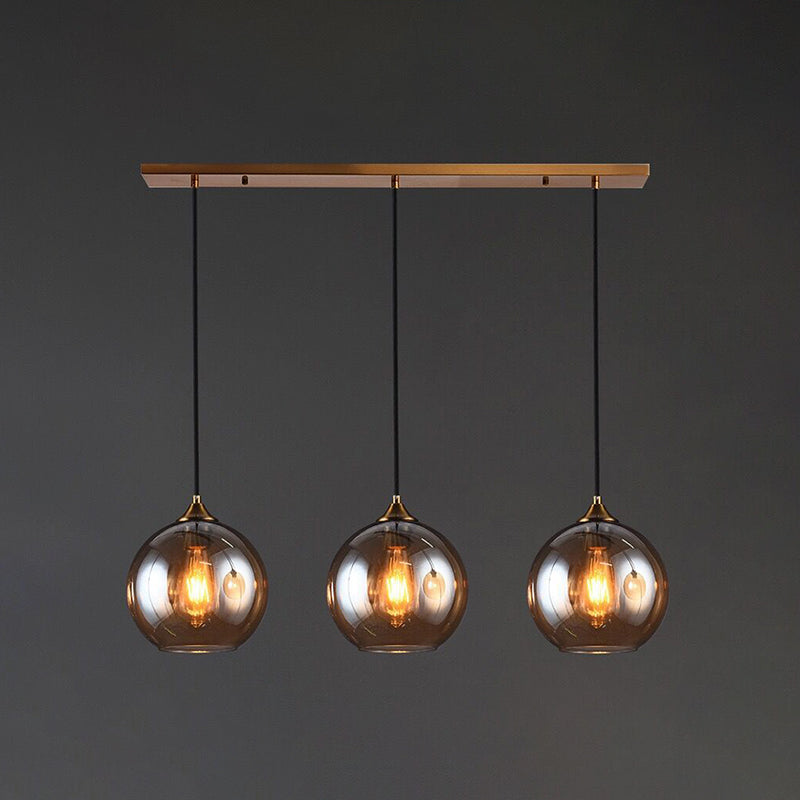 Contemporary Sphere Pendant Lights Blown Glass Hanging Pendant Lights for Bedroom Amber Linear Clearhalo 'Ceiling Lights' 'Glass shade' 'Glass' 'Modern Pendants' 'Modern' 'Pendant Lights' 'Pendants' Lighting' 2553114