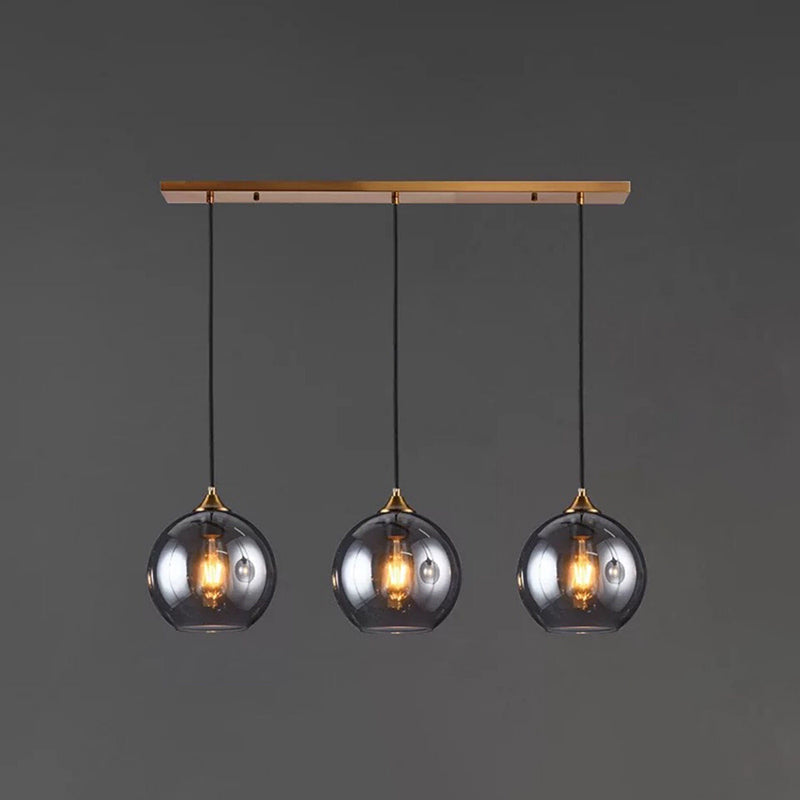 Contemporary Sphere Pendant Lights Blown Glass Hanging Pendant Lights for Bedroom Smoke Gray Linear Clearhalo 'Ceiling Lights' 'Glass shade' 'Glass' 'Modern Pendants' 'Modern' 'Pendant Lights' 'Pendants' Lighting' 2553116
