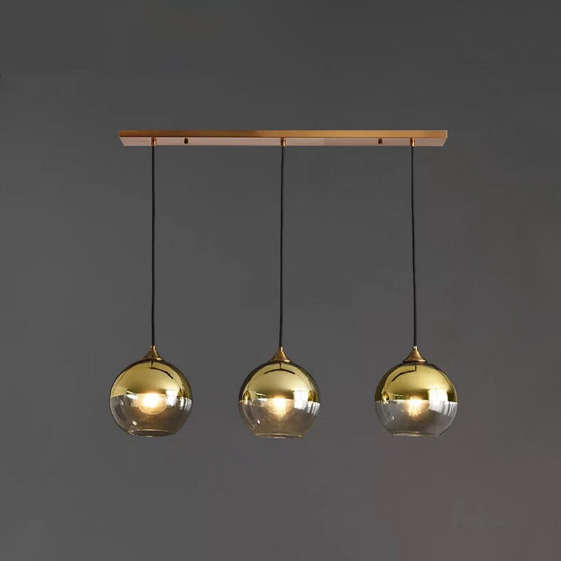 Contemporary Sphere Pendant Lights Blown Glass Hanging Pendant Lights for Bedroom Gold Linear Clearhalo 'Ceiling Lights' 'Glass shade' 'Glass' 'Modern Pendants' 'Modern' 'Pendant Lights' 'Pendants' Lighting' 2553117