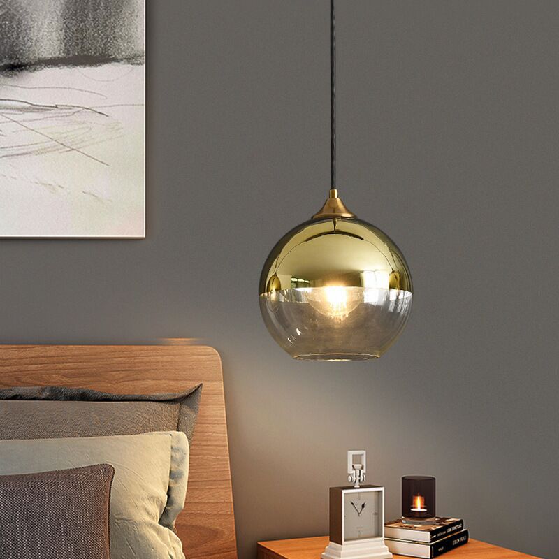 Contemporary Sphere Pendant Lights Blown Glass Hanging Pendant Lights for Bedroom Clearhalo 'Ceiling Lights' 'Glass shade' 'Glass' 'Modern Pendants' 'Modern' 'Pendant Lights' 'Pendants' Lighting' 2553120