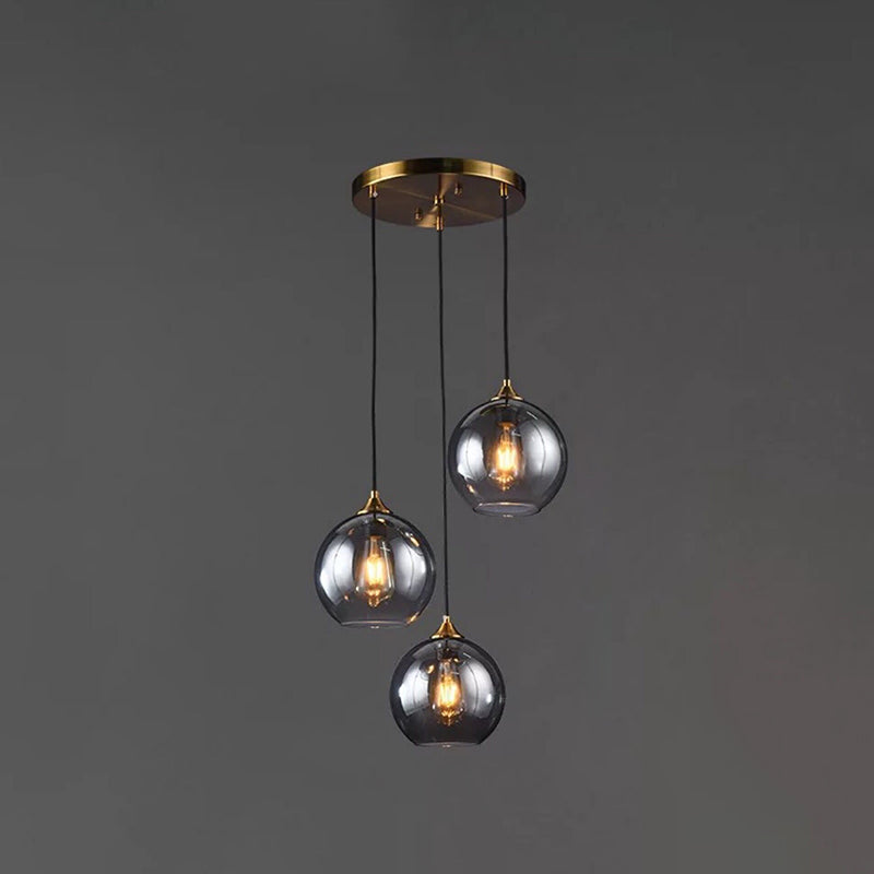 Contemporary Sphere Pendant Lights Blown Glass Hanging Pendant Lights for Bedroom Smoke Gray Round Clearhalo 'Ceiling Lights' 'Glass shade' 'Glass' 'Modern Pendants' 'Modern' 'Pendant Lights' 'Pendants' Lighting' 2553122
