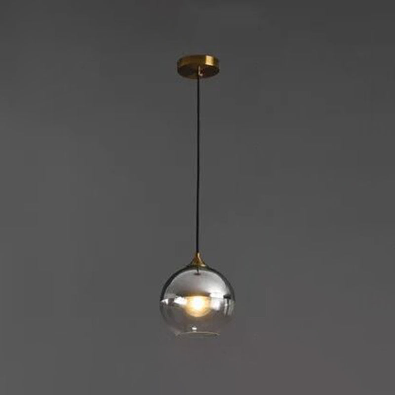 Contemporary Sphere Pendant Lights Blown Glass Hanging Pendant Lights for Bedroom Silver Round Clearhalo 'Ceiling Lights' 'Glass shade' 'Glass' 'Modern Pendants' 'Modern' 'Pendant Lights' 'Pendants' Lighting' 2553135
