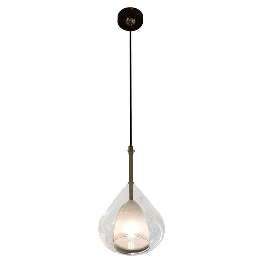 1 Light Hanging Pendant Lights Modern Double Glass Teardrop Pendant Lighting for Living Room Bronze Clearhalo 'Ceiling Lights' 'Glass shade' 'Glass' 'Modern Pendants' 'Modern' 'Pendant Lights' 'Pendants' Lighting' 2553147