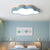 Acrylic Cloud Flush Ceiling Light Fixture Nordic LED Flush Mount Lighting with Metal Shade and Wood Canopy Blue Clearhalo 'Ceiling Lights' 'Close To Ceiling Lights' 'Close to ceiling' 'Flush mount' Lighting' 2553200