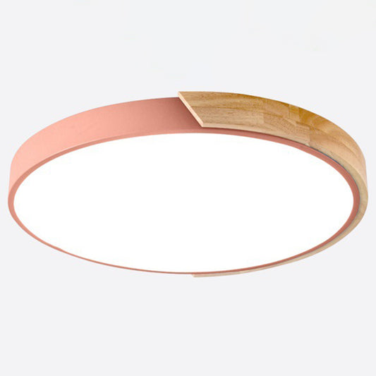 LED Bedroom Flush Ceiling Light Fixture Nordic Flush Mount Lighting with Circle Acrylic Shade Pink Clearhalo 'Ceiling Lights' 'Close To Ceiling Lights' 'Close to ceiling' 'Flush mount' Lighting' 2553208
