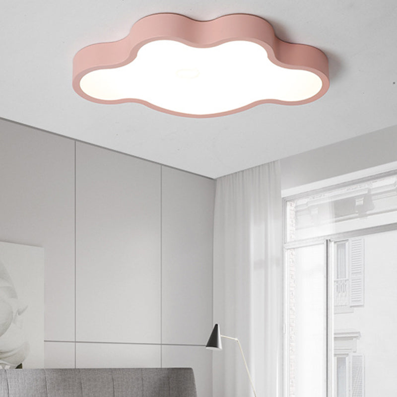 Acrylic Cloud-Shaped Flushmount Ceiling Fixture Minimalist Style LED Flush Mount Lamp Pink Clearhalo 'Ceiling Lights' 'Close To Ceiling Lights' 'Close to ceiling' 'Flush mount' Lighting' 2553251