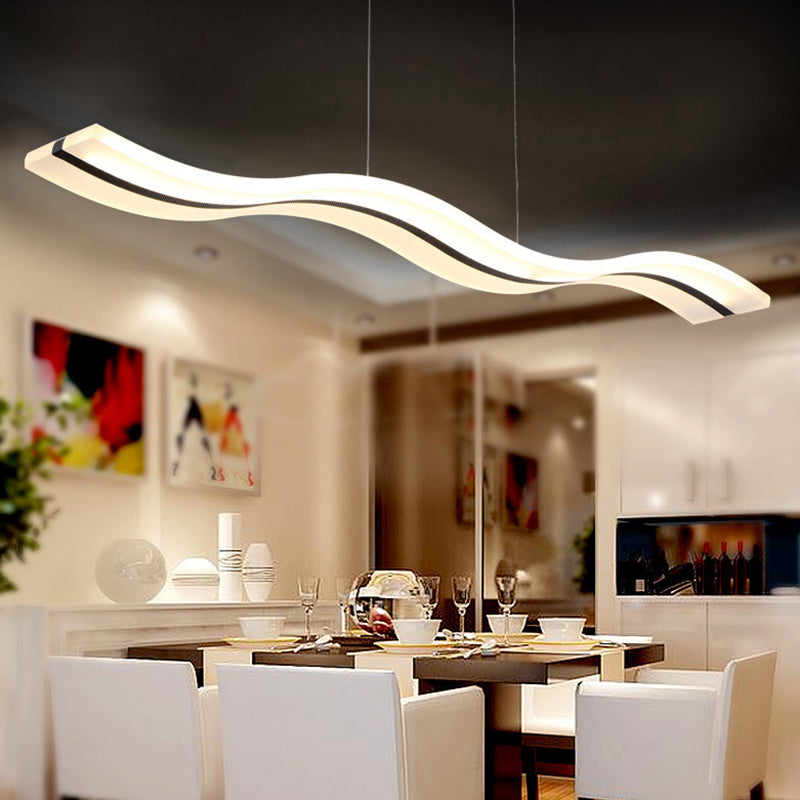Liquid Flow Island Light Fixture Simplicity Acrylic White LED Pendant Lighting for Dinner Clearhalo 'Ceiling Lights' 'Island Lights' Lighting' 2553256