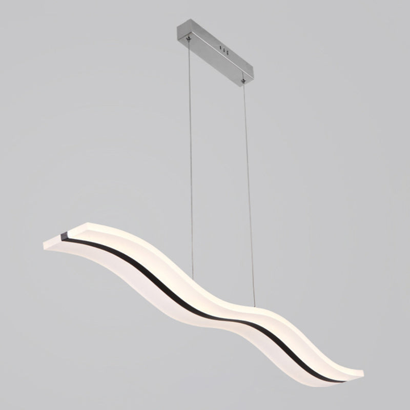 Liquid Flow Island Light Fixture Simplicity Acrylic White LED Pendant Lighting for Dinner White Remote Control Stepless Dimming Clearhalo 'Ceiling Lights' 'Island Lights' Lighting' 2553257