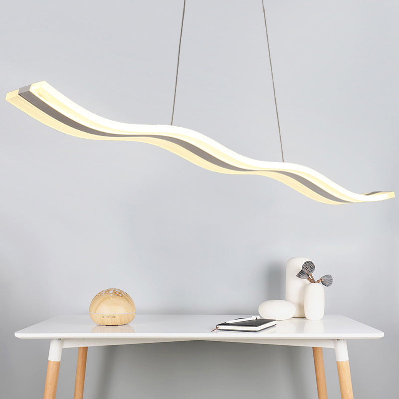 Liquid Flow Island Light Fixture Simplicity Acrylic White LED Pendant Lighting for Dinner Clearhalo 'Ceiling Lights' 'Island Lights' Lighting' 2553258