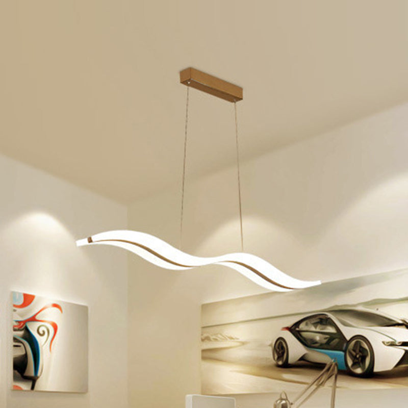 Liquid Flow Island Light Fixture Simplicity Acrylic White LED Pendant Lighting for Dinner Clearhalo 'Ceiling Lights' 'Island Lights' Lighting' 2553260