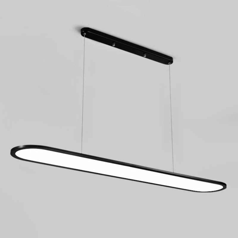 Simple LED Island Lighting Ideas Ultra-thin Oblong Hanging Lamp with Acrylic Shade Black Clearhalo 'Ceiling Lights' 'Island Lights' Lighting' 2553311