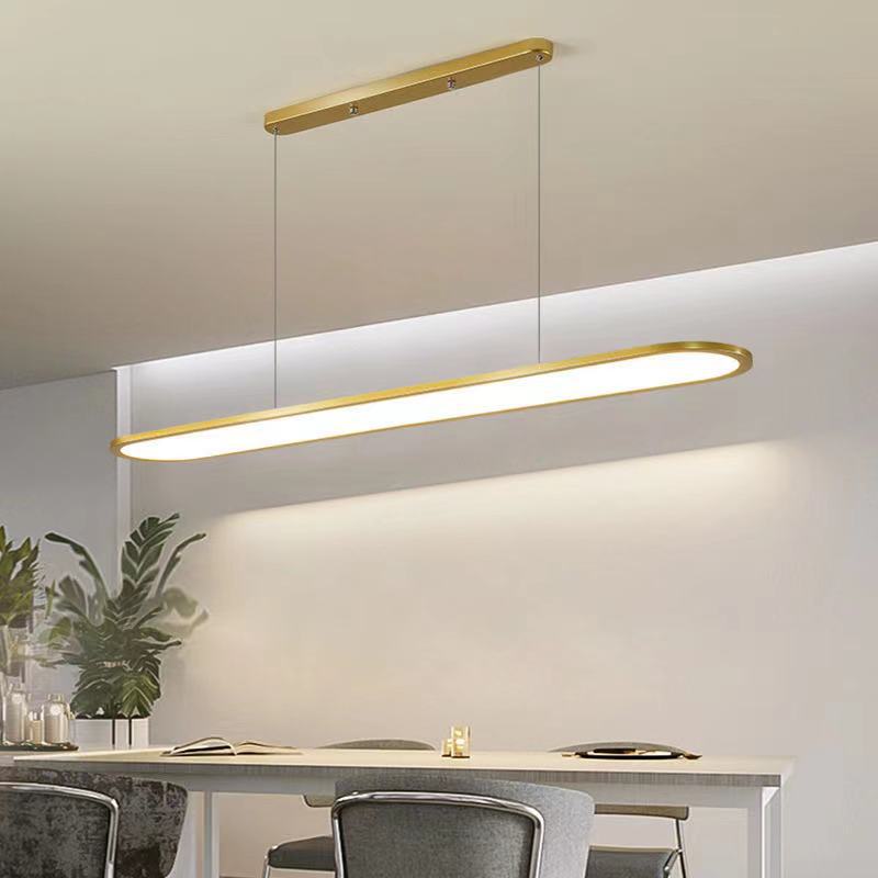 Simple LED Island Lighting Ideas Ultra-thin Oblong Hanging Lamp with Acrylic Shade Gold Clearhalo 'Ceiling Lights' 'Island Lights' Lighting' 2553313