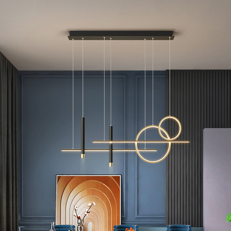 Rings and Lines Dinner Suspension Lamp Metal Minimalist LED Island Pendant with Spotlight Clearhalo 'Ceiling Lights' 'Island Lights' Lighting' 2553317