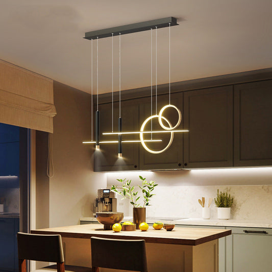 Rings and Lines Dinner Suspension Lamp Metal Minimalist LED Island Pendant with Spotlight Clearhalo 'Ceiling Lights' 'Island Lights' Lighting' 2553322