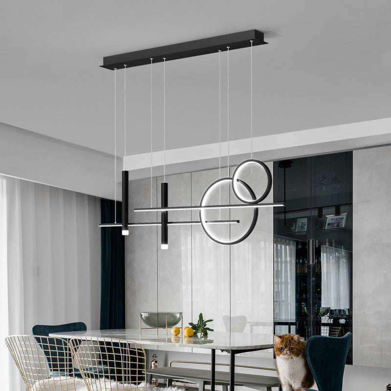 Rings and Lines Dinner Suspension Lamp Metal Minimalist LED Island Pendant with Spotlight Clearhalo 'Ceiling Lights' 'Island Lights' Lighting' 2553323