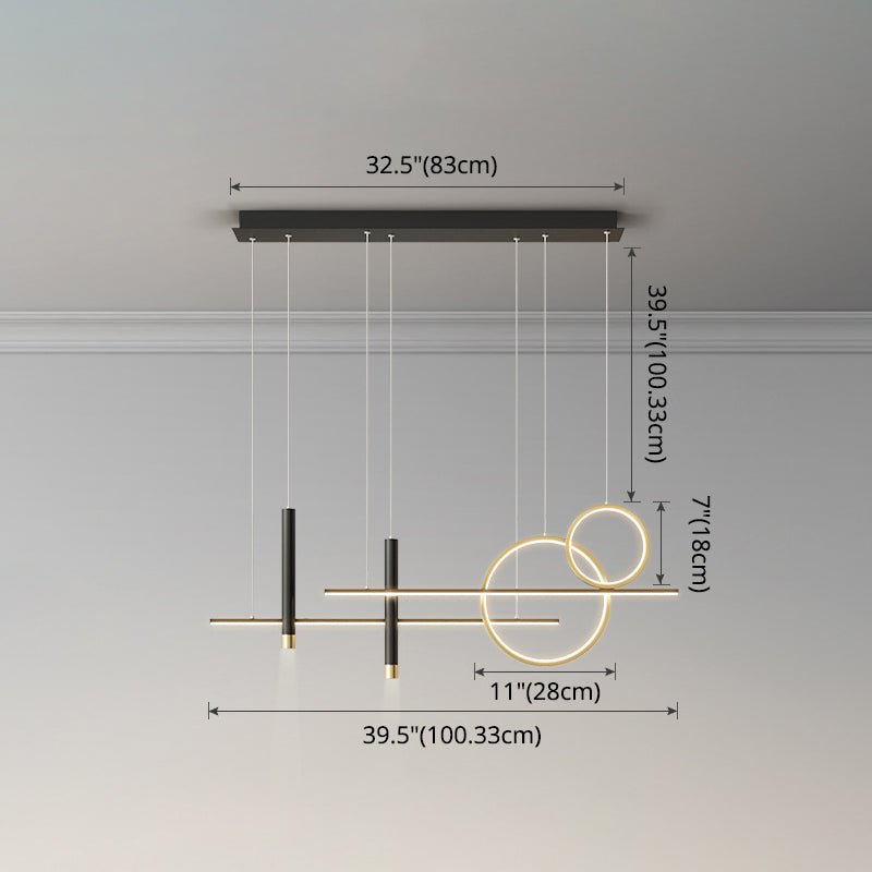 Rings and Lines Dinner Suspension Lamp Metal Minimalist LED Island Pendant with Spotlight Clearhalo 'Ceiling Lights' 'Island Lights' Lighting' 2553330
