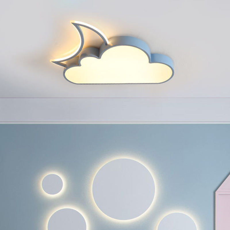 Cloud and Moon Metal Flush Mount Ceiling Light Nordic LED Close To Ceiling Lighting Fixture - Clearhalo - 'Ceiling Lights' - 'Close To Ceiling Lights' - 'Close to ceiling' - 'Flush mount' - Lighting' - 2553349