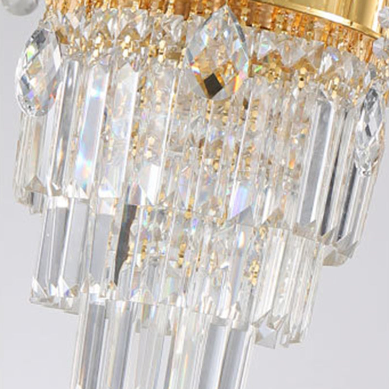 Candle Living Room Chandelier Lighting Traditional Clear Crystal 6 Lights Chrome/Gold Hanging Lamp Clearhalo 'Ceiling Lights' 'Chandeliers' Lighting' options 255400