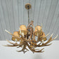 Resin White/Brown and Yellow Chandelier Lighting Antler 6 Lights Traditional Pendant Lamp for Dining Room with/without Shade Brown-Yellow With Shade Clearhalo 'Ceiling Lights' 'Chandeliers' Lighting' options 255415_7657da97-1ada-4a2a-9b7d-e25053ad6b82