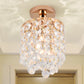 Golden Cylinder Mini Semi Flush Light Simplicity 1 Bulb Crystal Flush Mount Ceiling Lamp Clearhalo 'Ceiling Lights' 'Close To Ceiling Lights' 'Close to ceiling' 'Semi-flushmount' Lighting' 255420