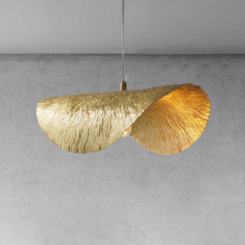Gold 1 Light Lotus Leaf Shaped Ceiling Pendant Mid-Century Metal Hanging Lamp for Restaurant Clearhalo 'Ceiling Lights' 'Modern Pendants' 'Modern' 'Pendant Lights' 'Pendants' Lighting' 2554200