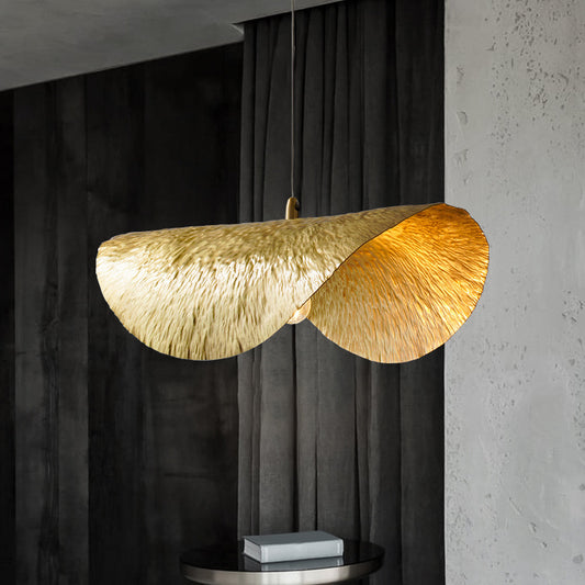 Gold 1 Light Lotus Leaf Shaped Ceiling Pendant Mid-Century Metal Hanging Lamp for Restaurant Clearhalo 'Ceiling Lights' 'Modern Pendants' 'Modern' 'Pendant Lights' 'Pendants' Lighting' 2554203