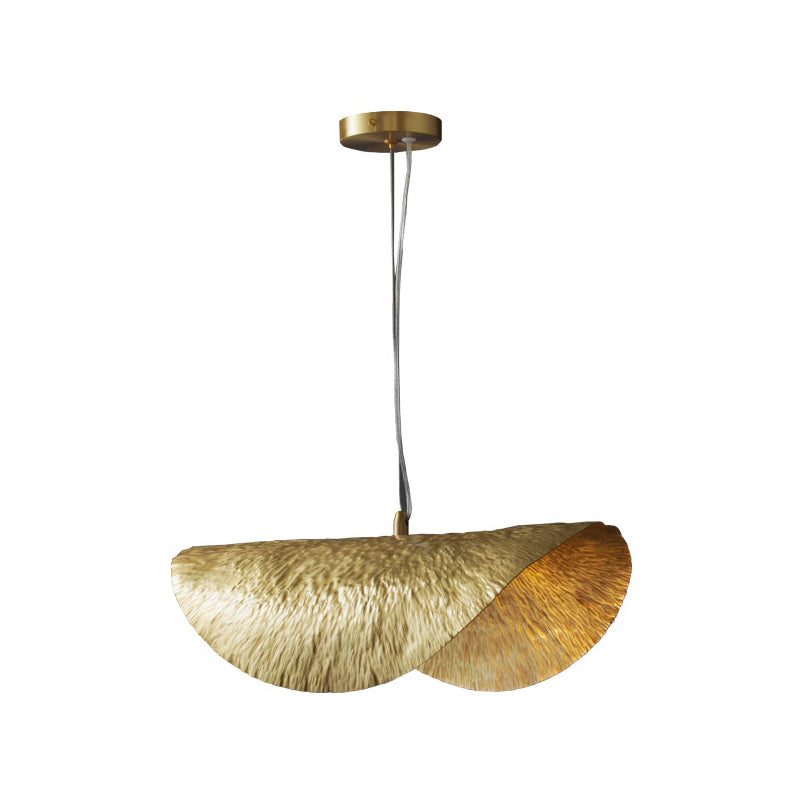 Gold 1 Light Lotus Leaf Shaped Ceiling Pendant Mid-Century Metal Hanging Lamp for Restaurant Clearhalo 'Ceiling Lights' 'Modern Pendants' 'Modern' 'Pendant Lights' 'Pendants' Lighting' 2554205