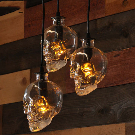 1 Light Skull Shaped Ceiling Pendant Vintage Clear Glass Hanging Lamp for Restaurant Clearhalo 'Ceiling Lights' 'Glass shade' 'Glass' 'Pendant Lights' 'Pendants' Lighting' 2554207