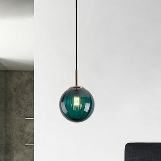 Mid-Century Spherical Hanging Light Kit Glass 1-Light Restaurant Drop Pendant in Brass Clearhalo 'Ceiling Lights' 'Glass shade' 'Glass' 'Modern Pendants' 'Modern' 'Pendant Lights' 'Pendants' Lighting' 2554251